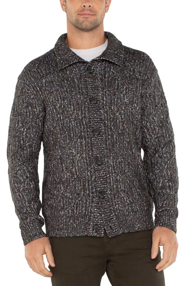 Liverpool Los Angeles Sweaters BUTTON CARDIGAN SWEATER Olive Multi 8211 Mens