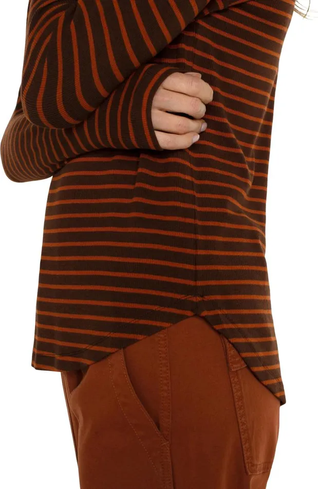 Liverpool Los Angeles Tees LONG SLEEVE SCOOP NECK TOP Turmeric Stripe 8211 Womens