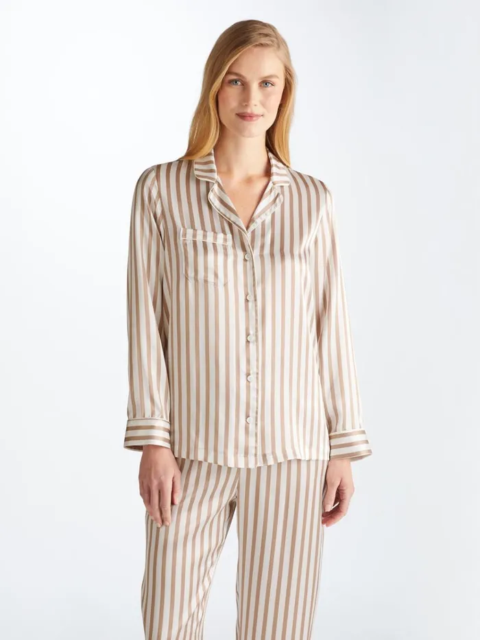 Long Pajamas Women Derek Rose Pajamas Brindisi 110 Silk Satin Gold