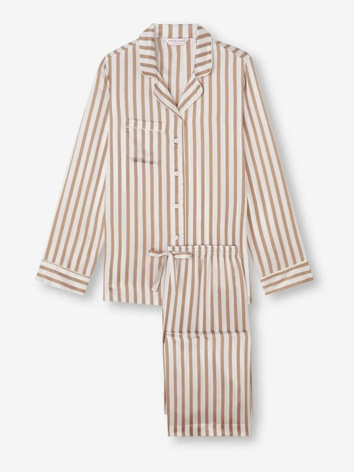 Long Pajamas Women Derek Rose Pajamas Brindisi 110 Silk Satin Gold