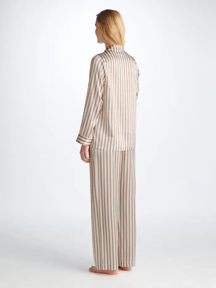 Long Pajamas Women Derek Rose Pajamas Brindisi 110 Silk Satin Gold