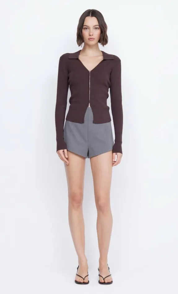 Long Sleeve Shop Bec Bridge Imrie Zip Knit Cardigan Chocolate