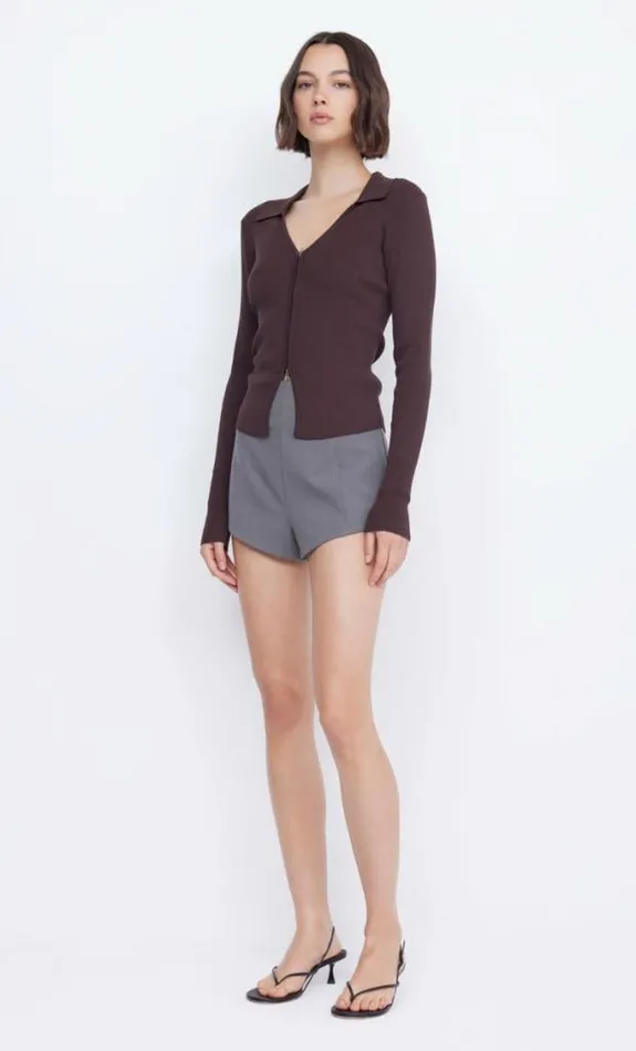 Long Sleeve Shop Bec Bridge Imrie Zip Knit Cardigan Chocolate