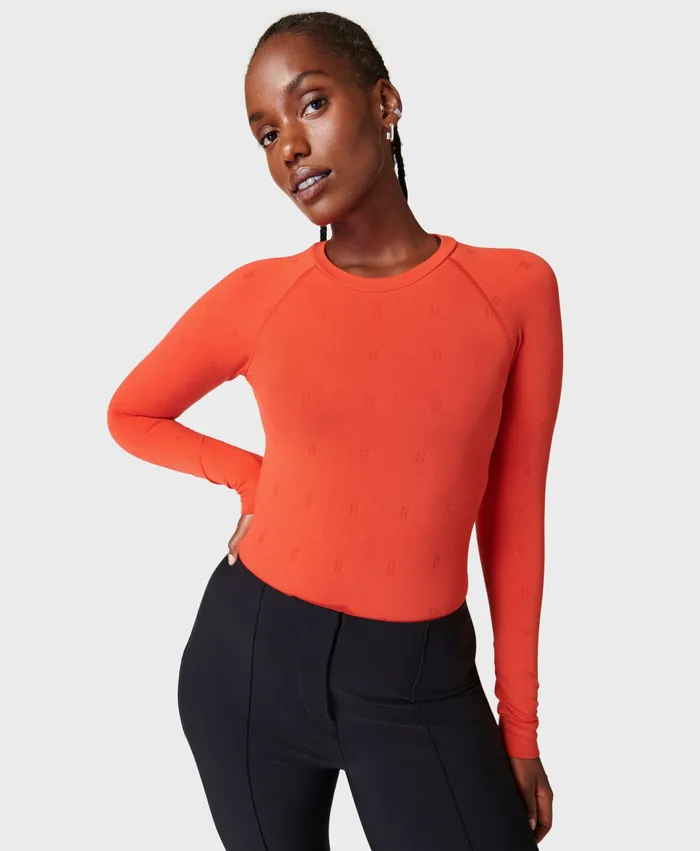 Long Sleeve Tops Modal Logo Crew Base Layer Top Firebird Sweaty Betty Women