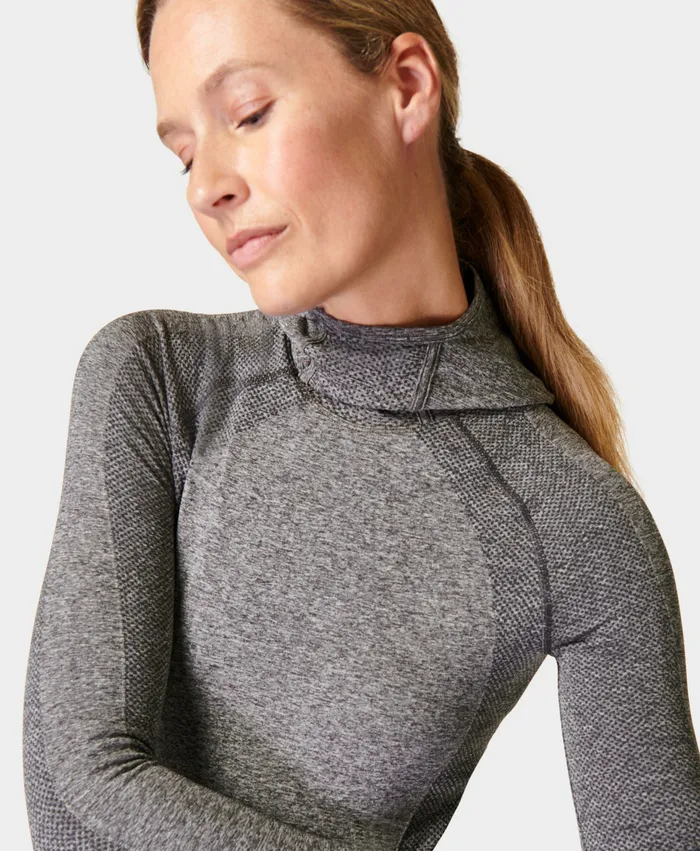 Long Sleeve Tops Women Athlete Hooded Long Sleeve Top Urban Grey Sweaty Betty