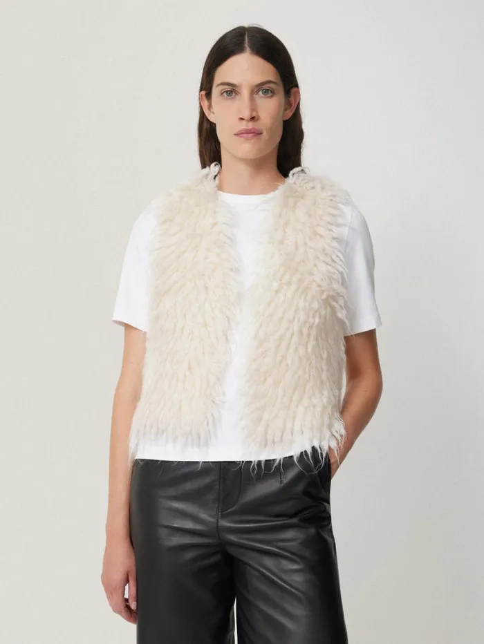Looped Knitted Gilet Cream Women Jigsaw Knitwear and Cashmere