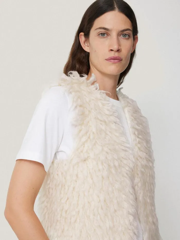 Looped Knitted Gilet Cream Women Jigsaw Knitwear and Cashmere