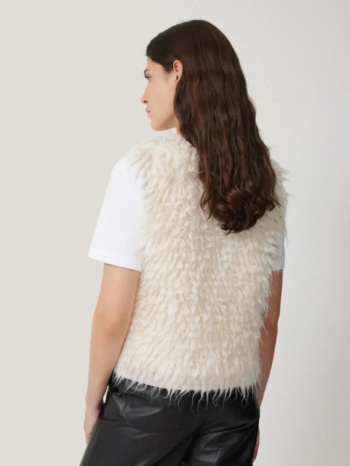 Looped Knitted Gilet Cream Women Jigsaw Knitwear and Cashmere