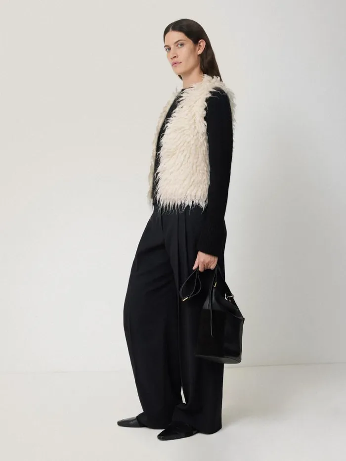 Looped Knitted Gilet Cream Women Jigsaw Knitwear and Cashmere