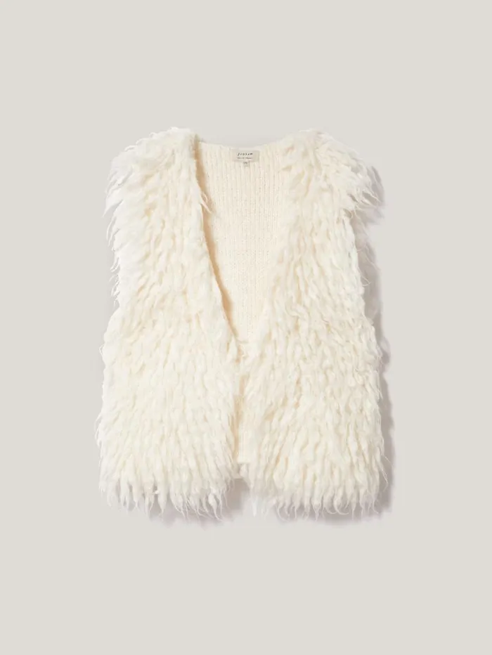 Looped Knitted Gilet Cream Women Jigsaw Knitwear and Cashmere