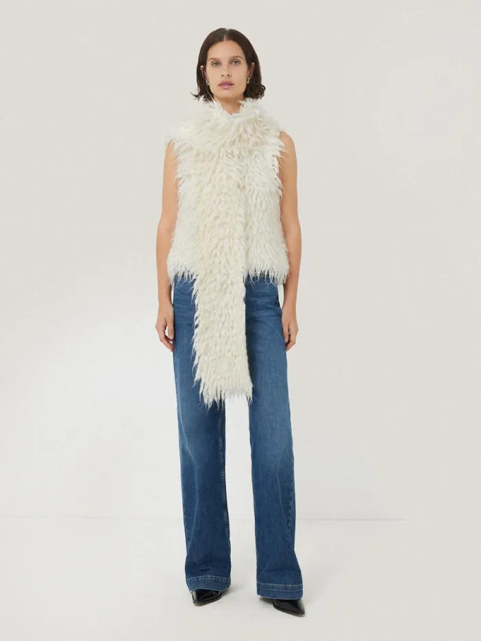 Looped Knitted Scarf Cream Women Jigsaw Knitwear and Cashmere
