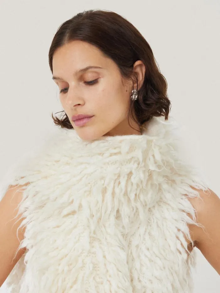 Looped Knitted Scarf Cream Women Jigsaw Knitwear and Cashmere