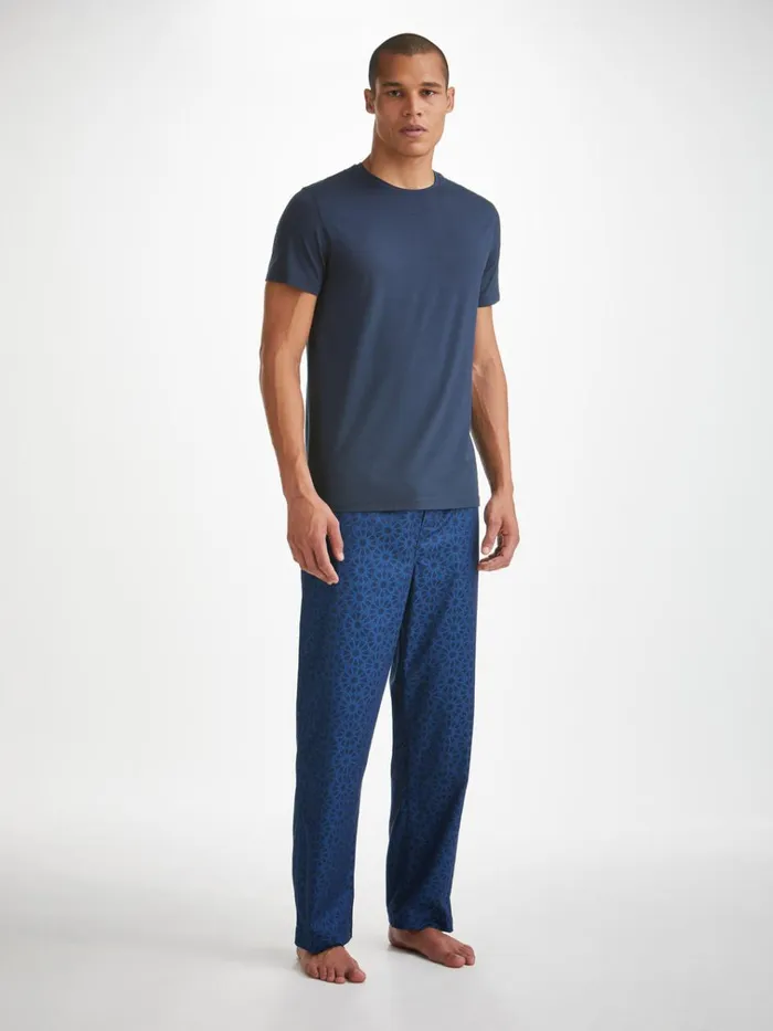 Lounge Pants Men Derek Rose Lounge Pants Paris 26 Cotton Jacquard Navy