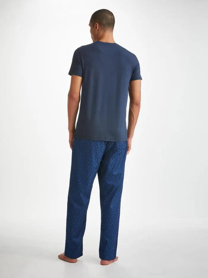 Lounge Pants Men Derek Rose Lounge Pants Paris 26 Cotton Jacquard Navy