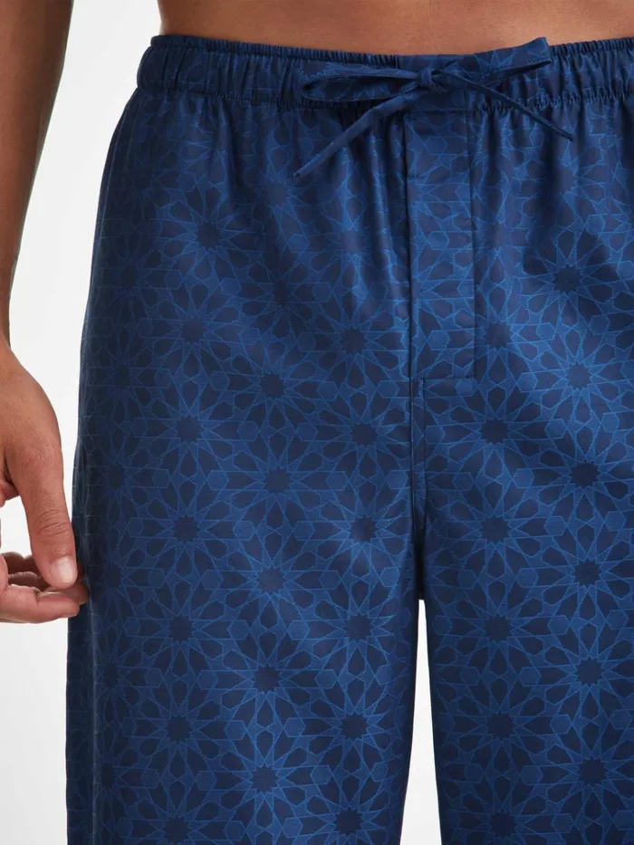 Lounge Pants Men Derek Rose Lounge Pants Paris 26 Cotton Jacquard Navy