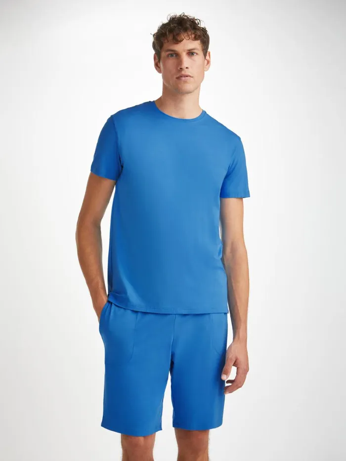 Lounge Shorts Men Derek Rose Lounge Shorts Basel Micro Modal Stretch Azure Blue