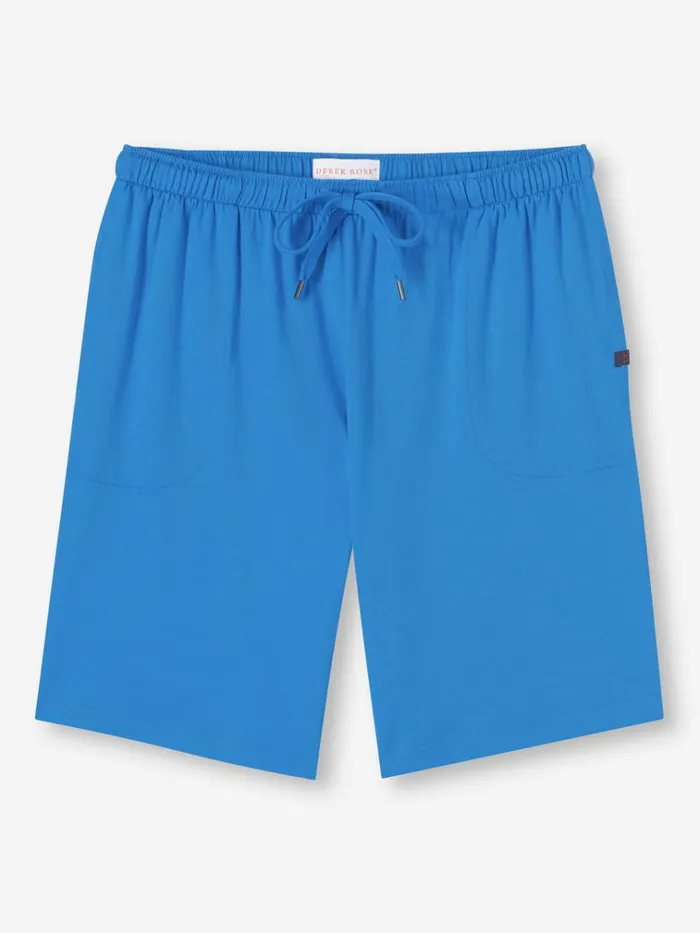 Lounge Shorts Men Derek Rose Lounge Shorts Basel Micro Modal Stretch Azure Blue