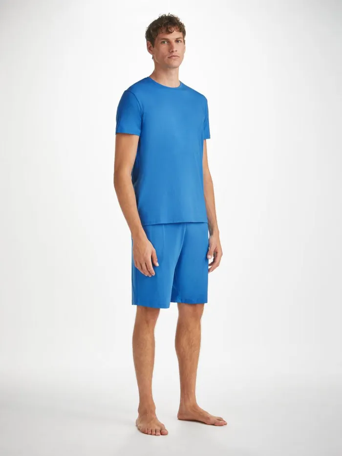 Lounge Shorts Men Derek Rose Lounge Shorts Basel Micro Modal Stretch Azure Blue