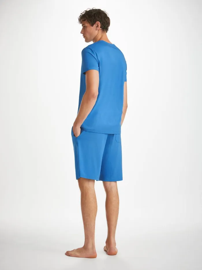 Lounge Shorts Men Derek Rose Lounge Shorts Basel Micro Modal Stretch Azure Blue