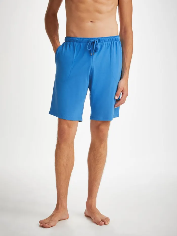 Lounge Shorts Men Derek Rose Lounge Shorts Basel Micro Modal Stretch Azure Blue