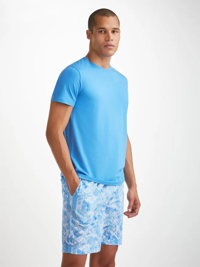 Lounge Shorts Men Derek Rose Lounge Shorts Ledbury 70 Cotton Batiste Blue