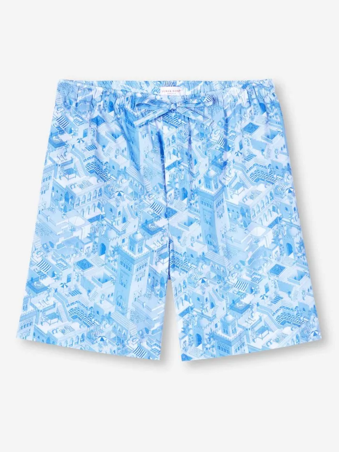 Lounge Shorts Men Derek Rose Lounge Shorts Ledbury 70 Cotton Batiste Blue