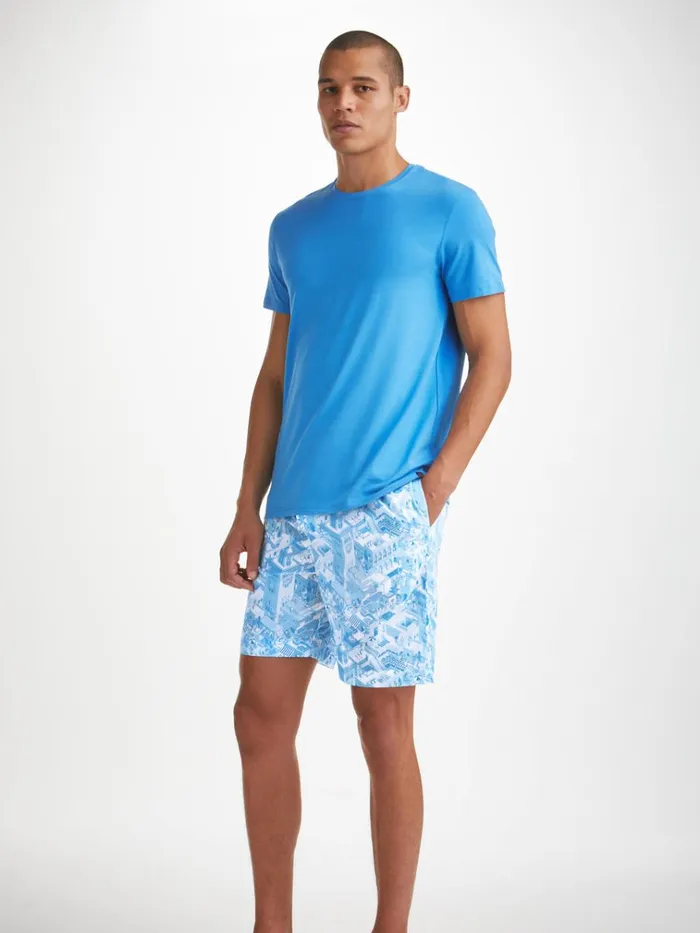 Lounge Shorts Men Derek Rose Lounge Shorts Ledbury 70 Cotton Batiste Blue
