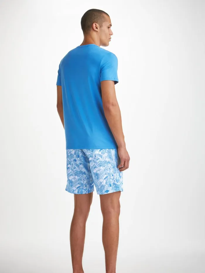 Lounge Shorts Men Derek Rose Lounge Shorts Ledbury 70 Cotton Batiste Blue