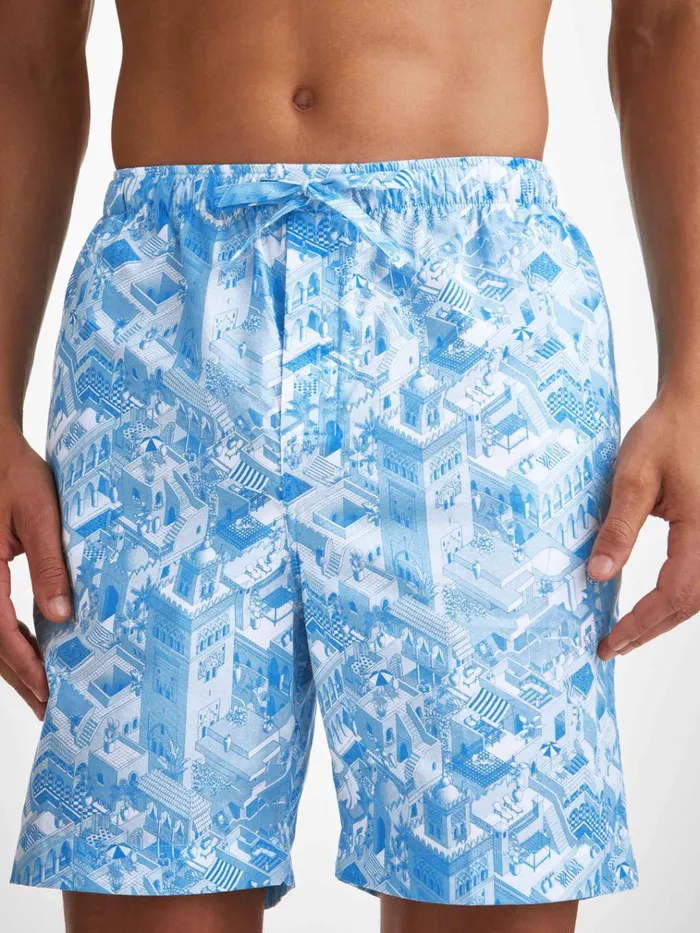 Lounge Shorts Men Derek Rose Lounge Shorts Ledbury 70 Cotton Batiste Blue
