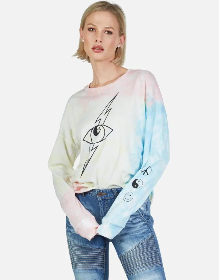 Luella Lightning Star Eye Pastel Tie Dye Women Lauren Moshi Long Sleeve
