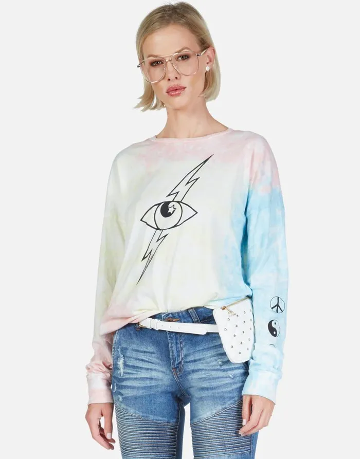 Luella Lightning Star Eye Pastel Tie Dye Women Lauren Moshi Long Sleeve