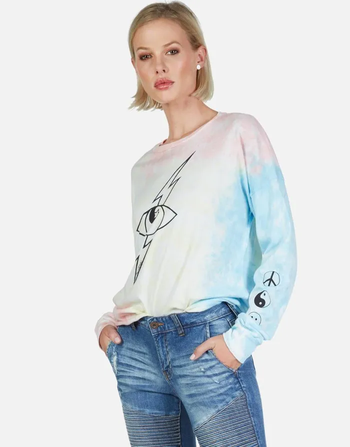 Luella Lightning Star Eye Pastel Tie Dye Women Lauren Moshi Long Sleeve