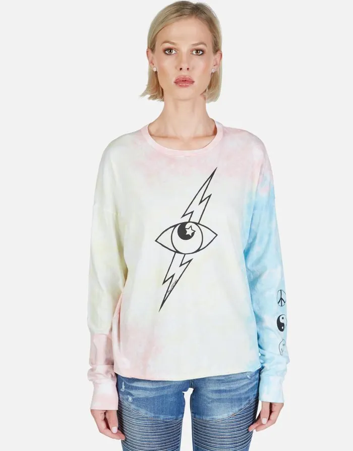 Luella Lightning Star Eye Pastel Tie Dye Women Lauren Moshi Long Sleeve