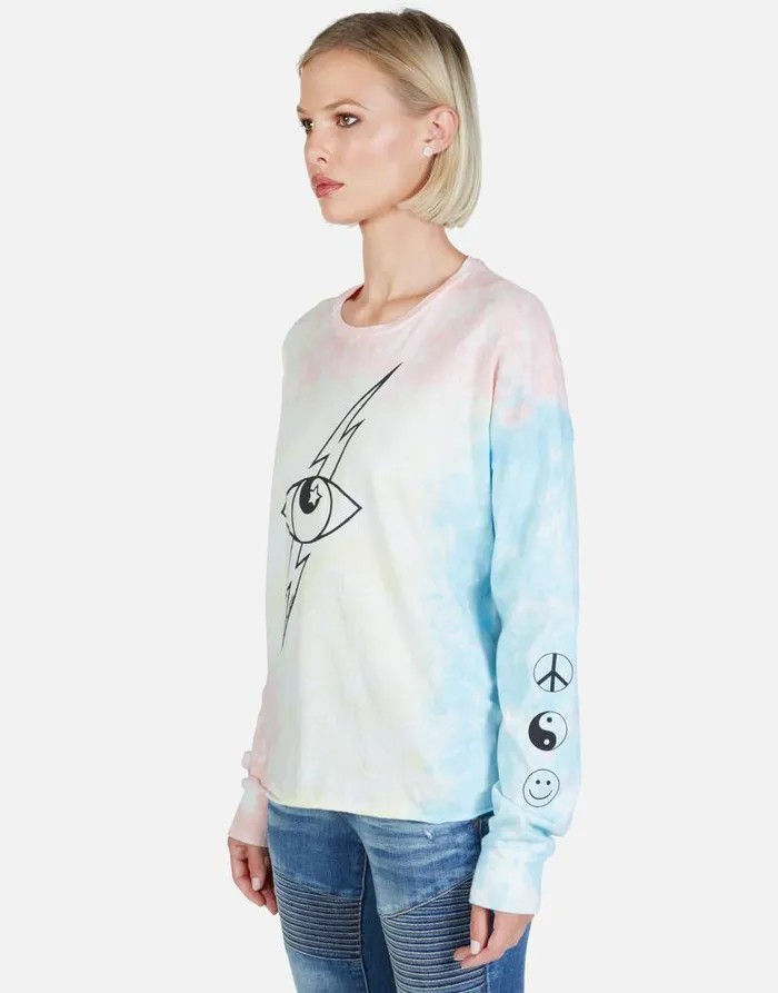 Luella Lightning Star Eye Pastel Tie Dye Women Lauren Moshi Long Sleeve