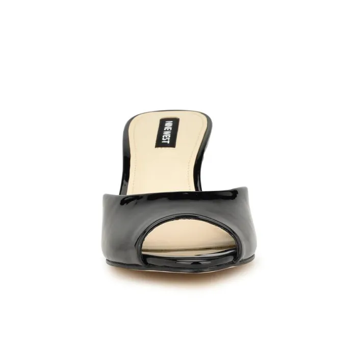 Luvlie Heeled Slide Sandals Black Patent Women Nine West Sandals Luvlie Heeled Slide Sandals Black Patent Women Nine West Sandals