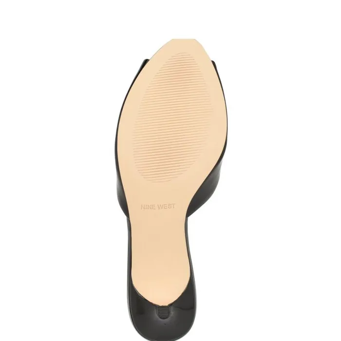 Luvlie Heeled Slide Sandals Black Patent Women Nine West Sandals Luvlie Heeled Slide Sandals Black Patent Women Nine West Sandals