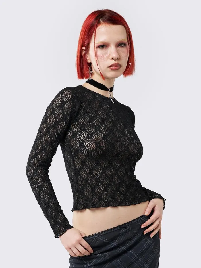 Lyra Black Floral Lace Top Women Minga London Tops and TShirts Lyra Black Floral Lace Top Women Minga London Tops and TShirts