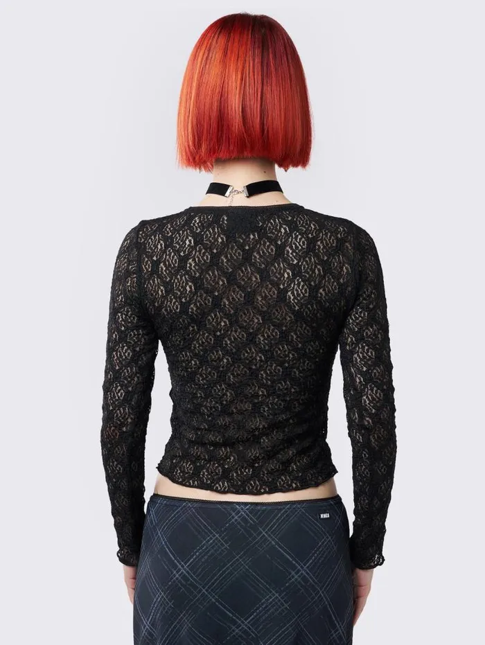 Lyra Black Floral Lace Top Women Minga London Tops and TShirts Lyra Black Floral Lace Top Women Minga London Tops and TShirts