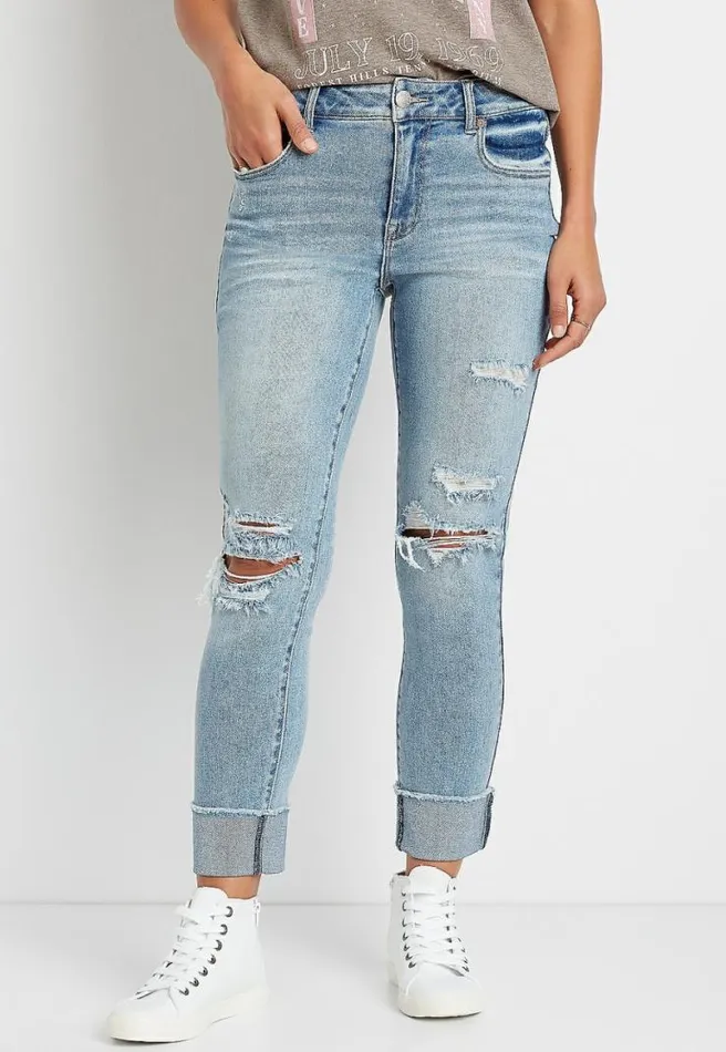 M Jeans By Maurices Vintage Slim Straight High Rise Ripped Jean Women Maurices Jeans
