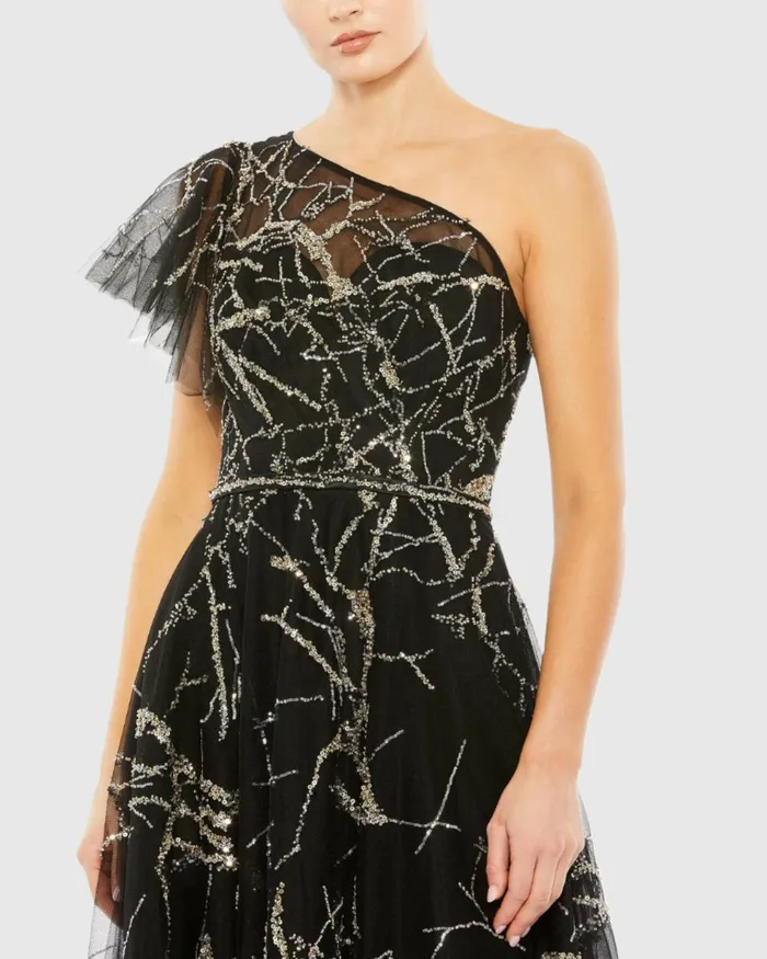 Mac Duggal Two Tone One Shoulder A Line Dress Black Women Cocktail Dresses Mac Duggal Two Tone One Shoulder A Line Dress Black Women Cocktail Dresses