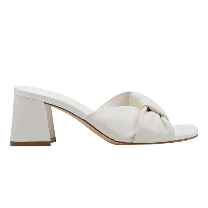 Marc Fisher Calia Block Heel Sandal Ivory Women Mules and Slides