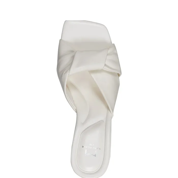 Marc Fisher Calia Block Heel Sandal Ivory Women Mules and Slides