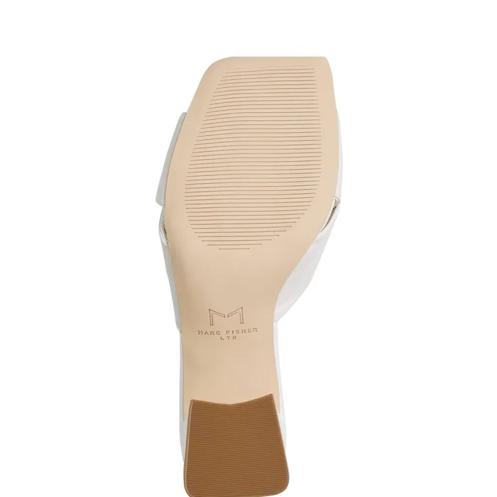 Marc Fisher Calia Block Heel Sandal Ivory Women Mules and Slides