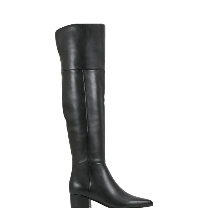 Marc Fisher Lottie Over The Knee Boot Smooth Black Women Casual Boots