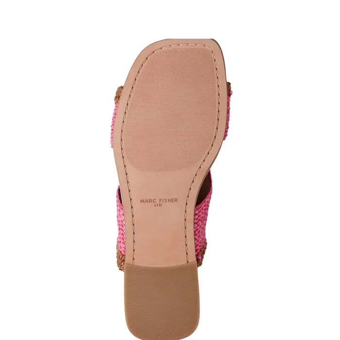 Marc Fisher Nashie Flat Sandal Pink Raffia Women Sandals