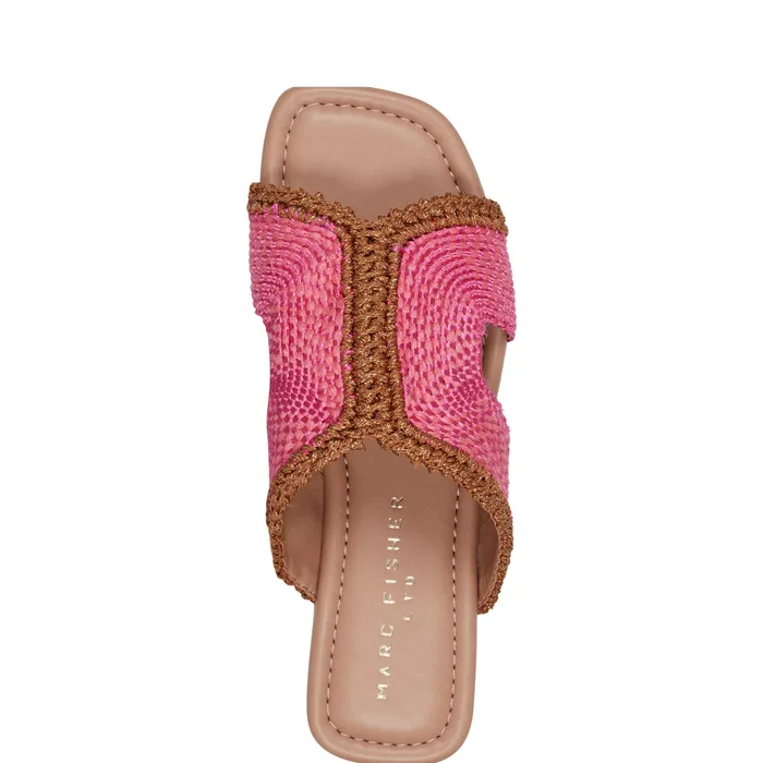 Marc Fisher Nashie Flat Sandal Pink Raffia Women Sandals