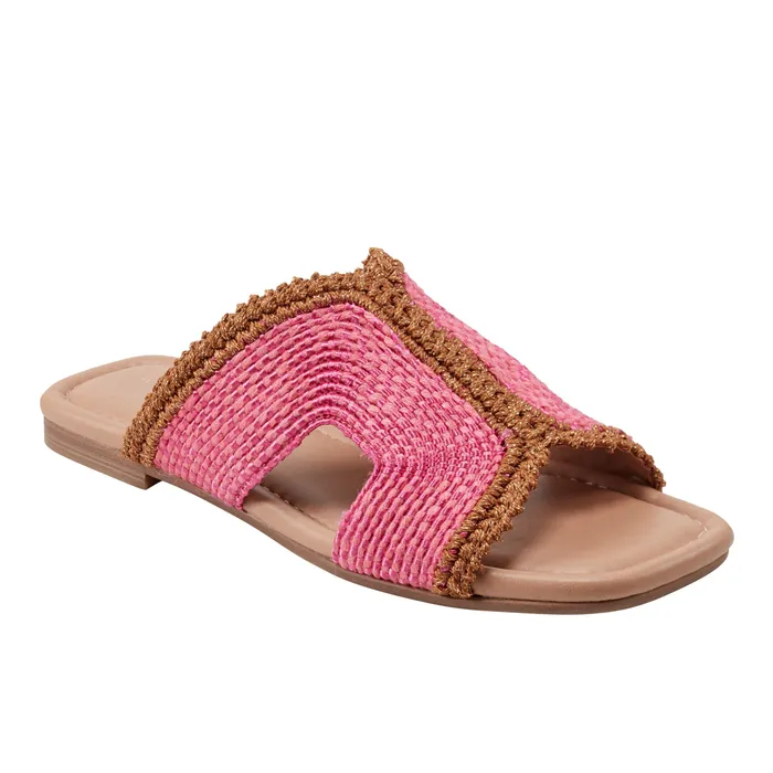 Marc Fisher Nashie Flat Sandal Pink Raffia Women Sandals