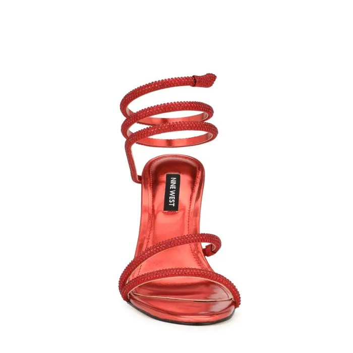 Maskil Ankle Wrap Heeled Sandals Red Women Nine West Heels Maskil Ankle Wrap Heeled Sandals Red Women Nine West Heels