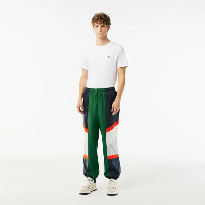 Matching Sets Men Lacoste Men039s Mixed Material Colorblock Sweatpants Green White Qiu