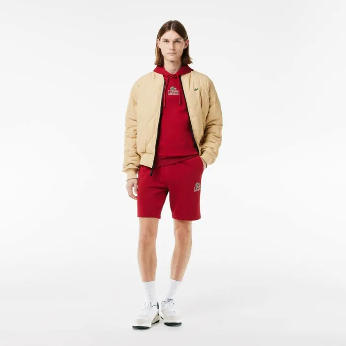 Matching Sets Men Lacoste Men039s Printed Hoodie Bordeaux Ixx